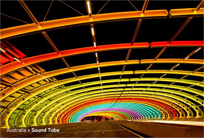 colorful bridge lighting in Australia